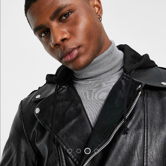 Asos Leather Jacket with hood - Picture 1 of 3
